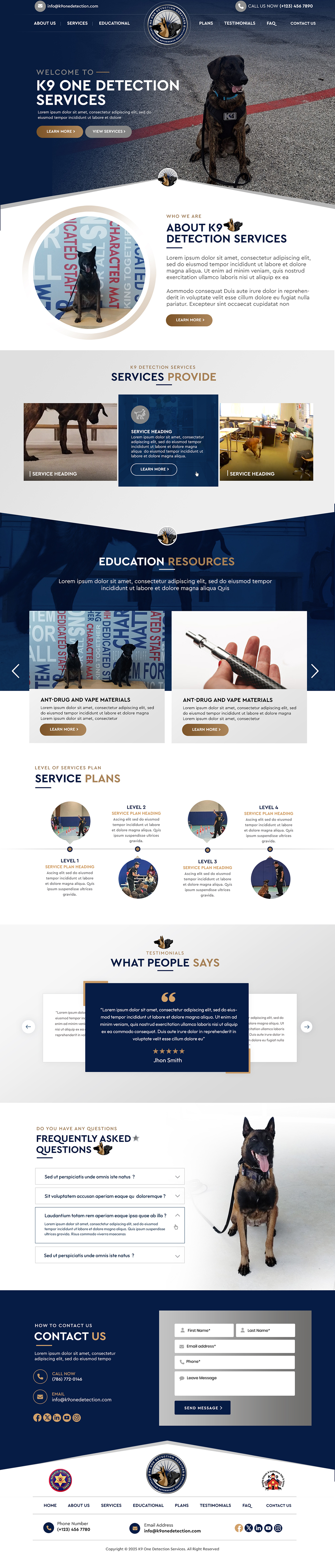 Web Design by Blue Sparrow for K9 One Detection Services  | Design #34840344