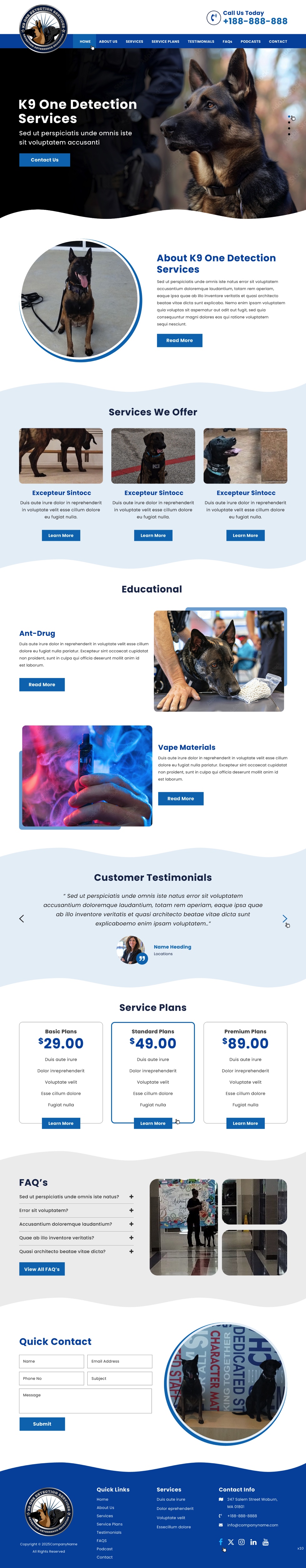 Web Design par pb pour K9 One Detection Services  | Design #34842951