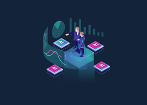 Hero isometric illustration for a technology company website