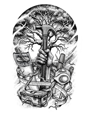 Carpentry Tattoo Signifying Family