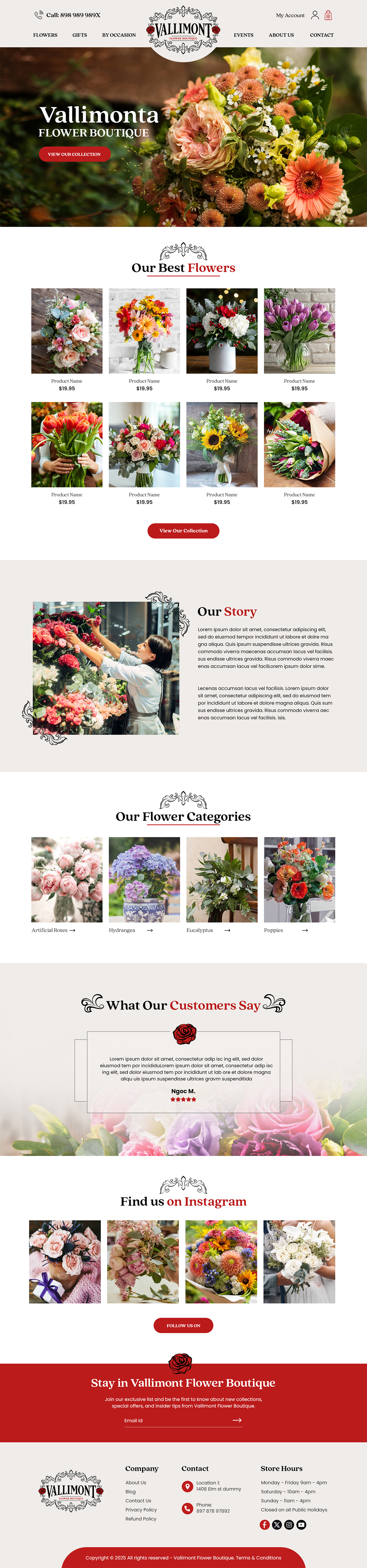 Web-Design von MAHABA für Vallimont Flower Boutique  | Design #34873509