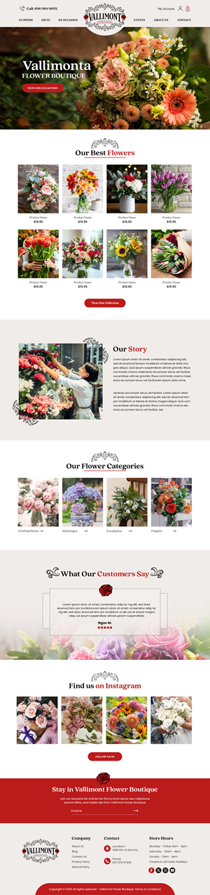 Web Design par MAHABA pour Vallimont Flower Boutique  | Design : #34873509