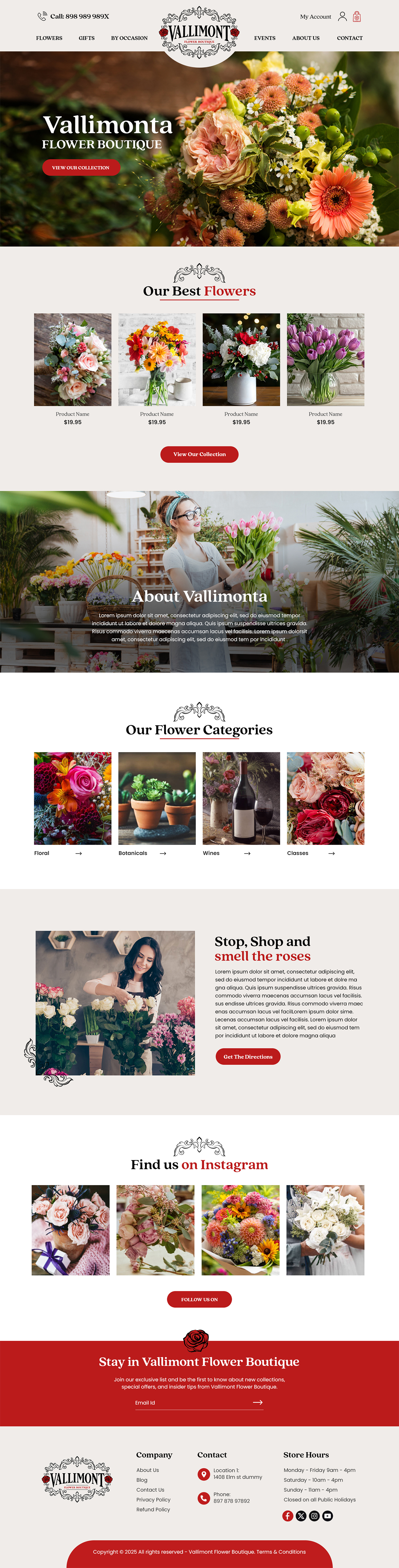 Web-Design von MAHABA für Vallimont Flower Boutique  | Design #34903589