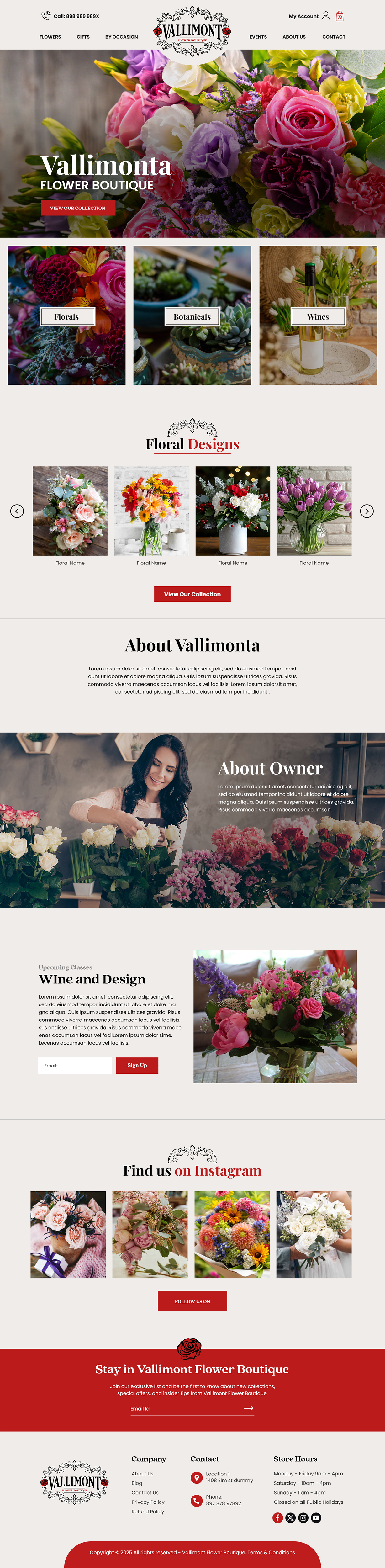 Web-Design von MAHABA für Vallimont Flower Boutique  | Design #34903591