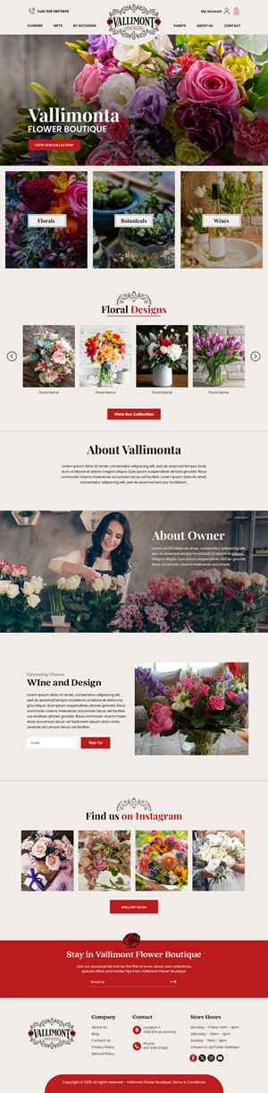 Web Design par MAHABA pour Vallimont Flower Boutique  | Design : #34903591