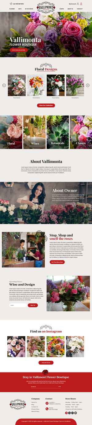 Web Design par MAHABA pour Vallimont Flower Boutique  | Design : #34903592