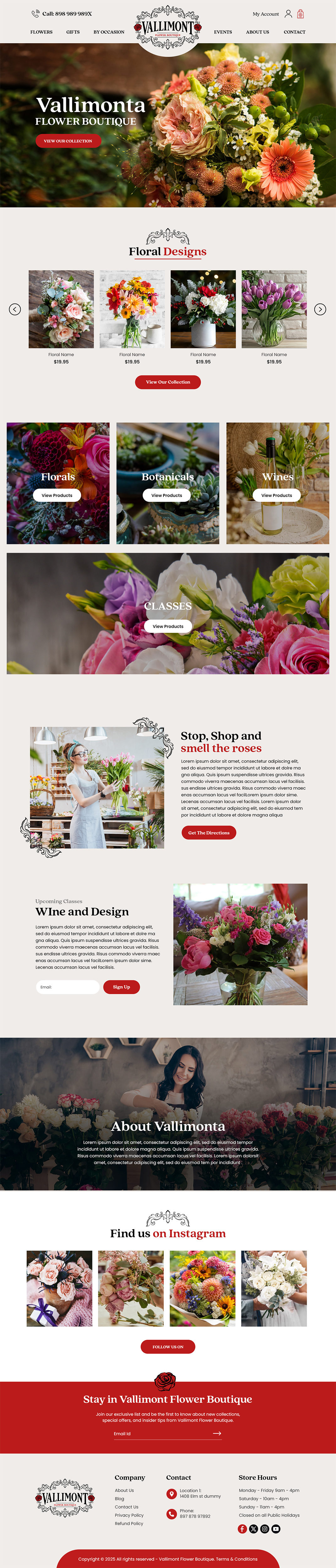 Web Design par MAHABA pour Vallimont Flower Boutique  | Design : #34903593
