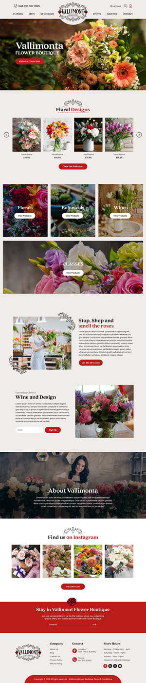 Web Design par MAHABA pour Vallimont Flower Boutique  | Design : #34903593