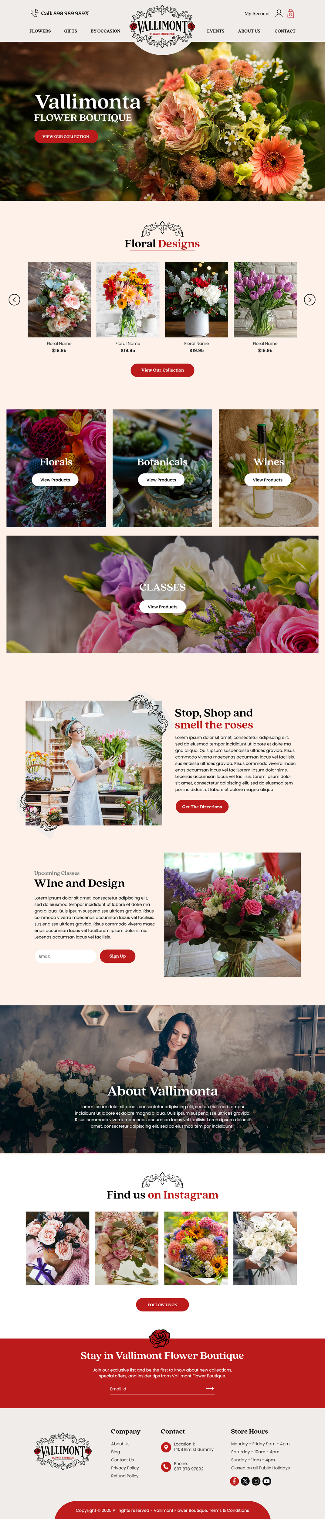 Web-Design von MAHABA für Vallimont Flower Boutique  | Design #34903928