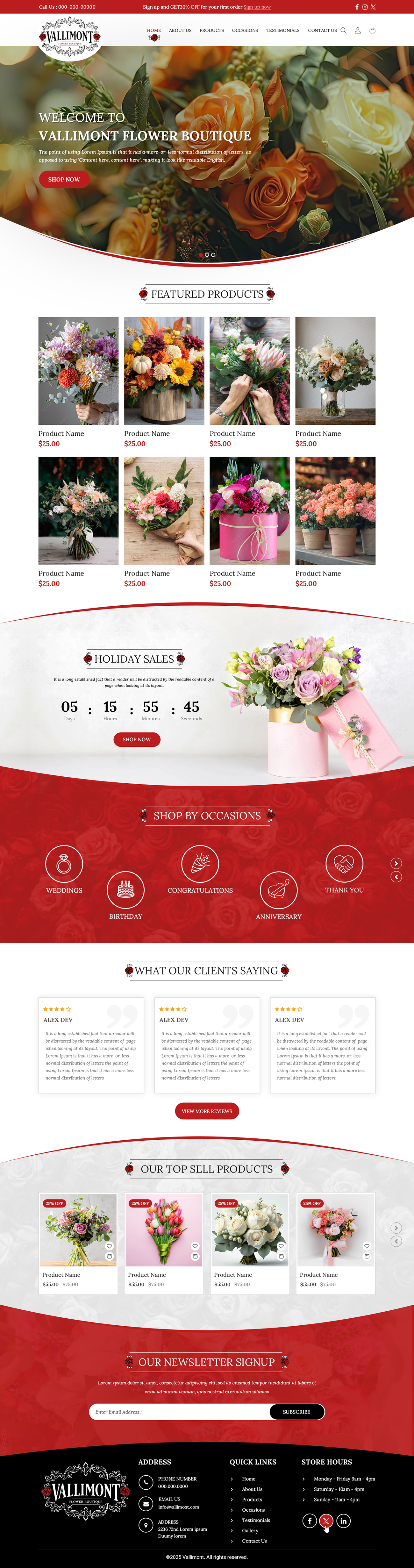 Web Design par Creative Capture pour Vallimont Flower Boutique  | Design #34888467