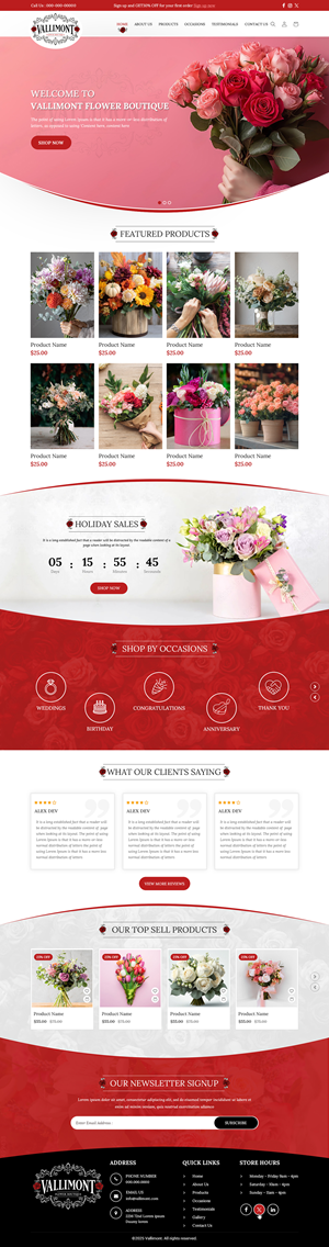 Web Design par Creative Capture pour Vallimont Flower Boutique  | Design : #34888474