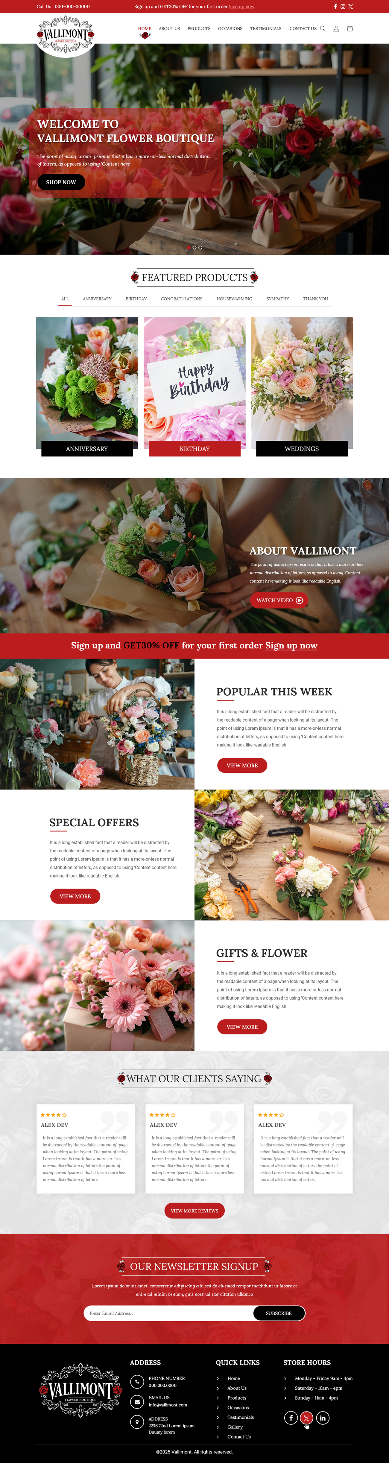 Web Design par Creative Capture pour Vallimont Flower Boutique  | Design #34889768