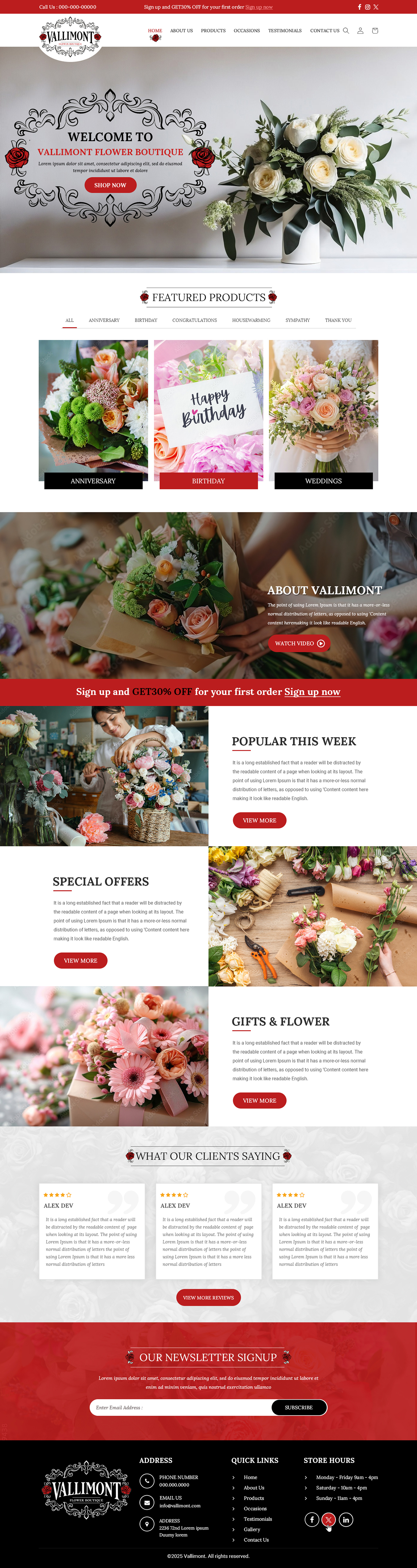 Web-Design von Creative Capture für Vallimont Flower Boutique  | Design #34889773