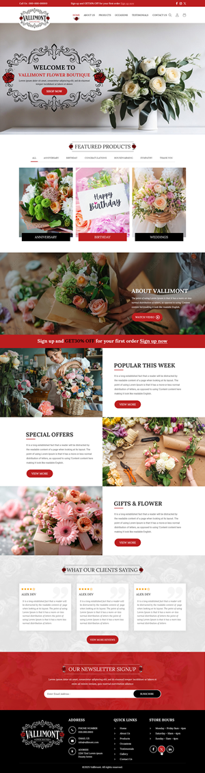 Web Design par Creative Capture pour Vallimont Flower Boutique  | Design : #34889773