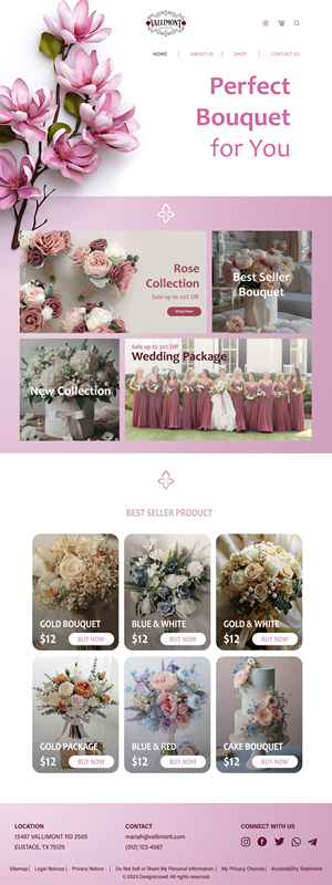 Web-Design von Erkou für Vallimont Flower Boutique  | Design #34898772
