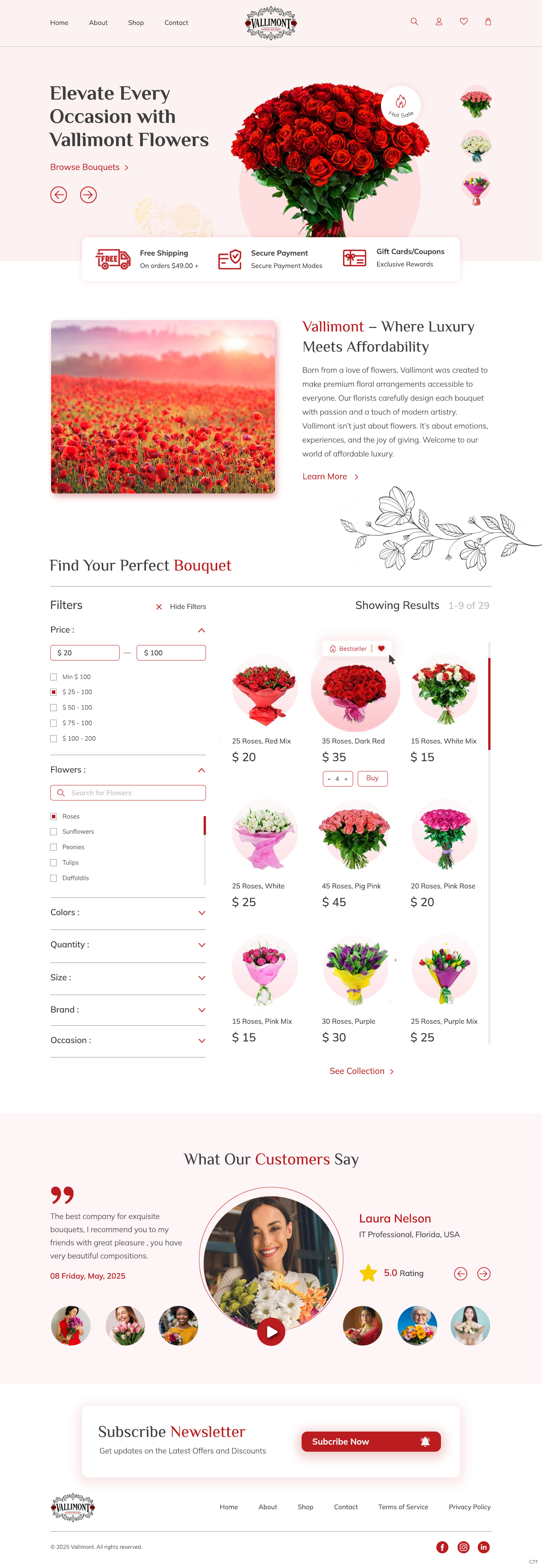 Web Design by pb for Vallimont Flower Boutique  | Design #34877174