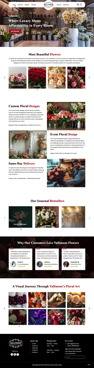 Web Design par pb pour Vallimont Flower Boutique  | Design : #34877175