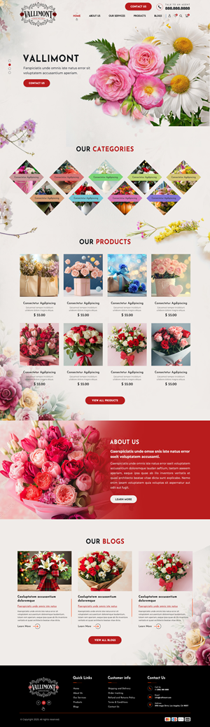 Web Design par pb pour Vallimont Flower Boutique  | Design : #34877176