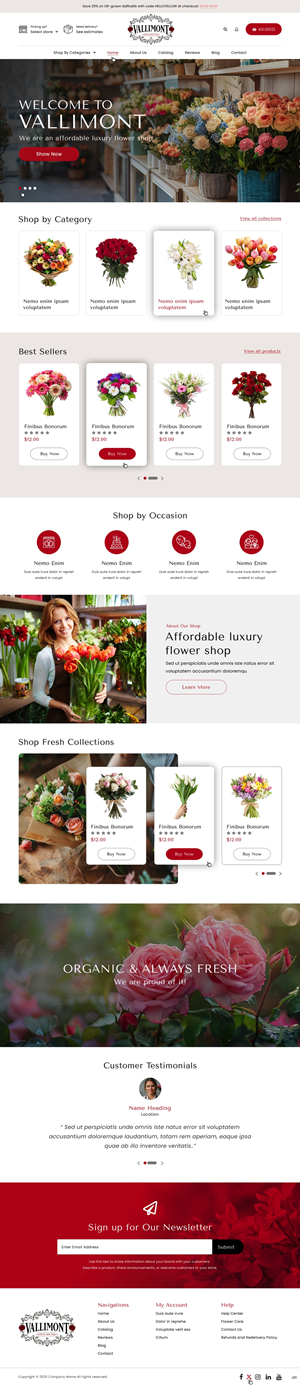 Web Design par pb pour Vallimont Flower Boutique  | Design : #34877185