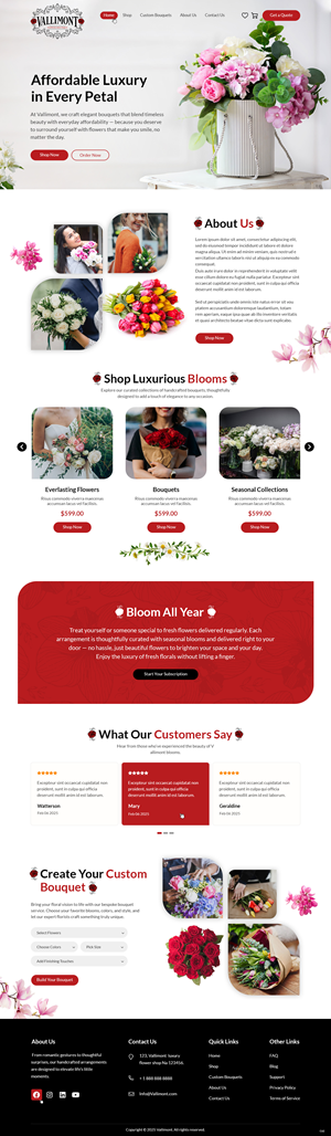 Web Design par pb pour Vallimont Flower Boutique  | Design : #34877186