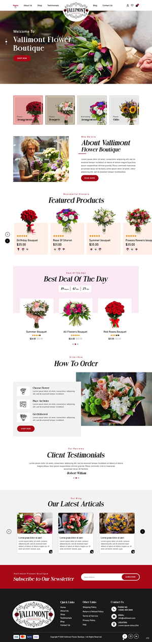 Web Design par pb pour Vallimont Flower Boutique  | Design : #34877191