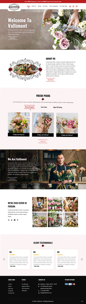 Web Design par pb pour Vallimont Flower Boutique  | Design : #34877192