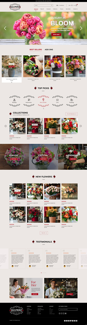 Web Design par pb pour Vallimont Flower Boutique  | Design : #34877194