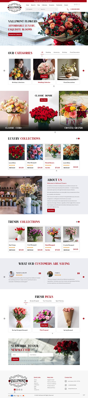 Web Design par pb pour Vallimont Flower Boutique  | Design : #34877195