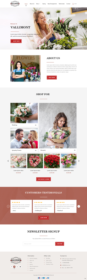 Web Design par pb pour Vallimont Flower Boutique  | Design : #34877199