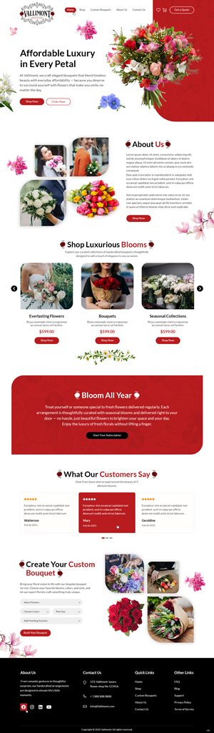 Web Design par pb pour Vallimont Flower Boutique  | Design : #34877200