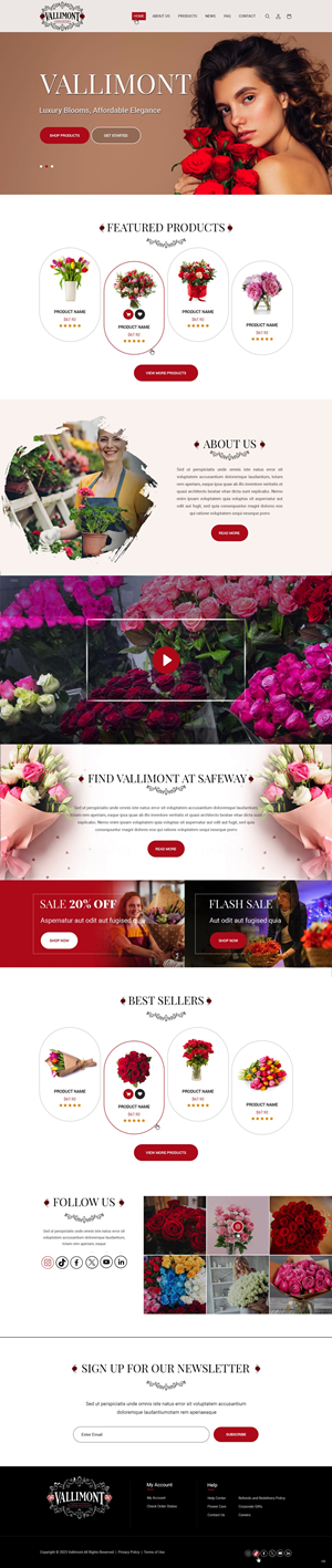 Web Design par pb pour Vallimont Flower Boutique  | Design : #34877201
