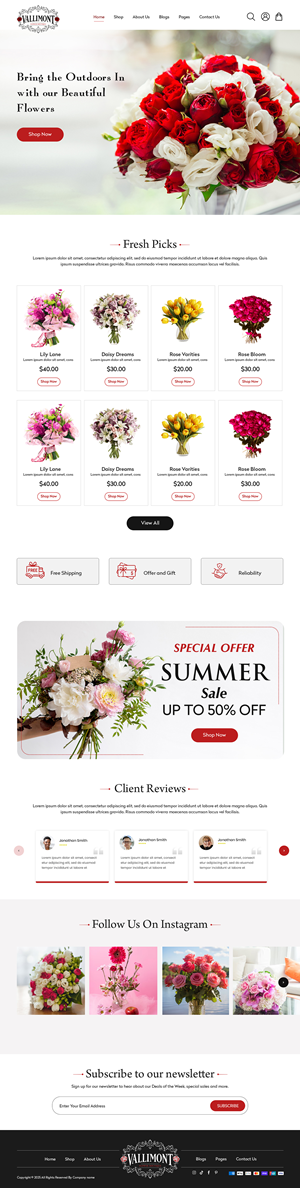 Web-Design von Creations Box 2015 für Vallimont Flower Boutique  | Design #34877975