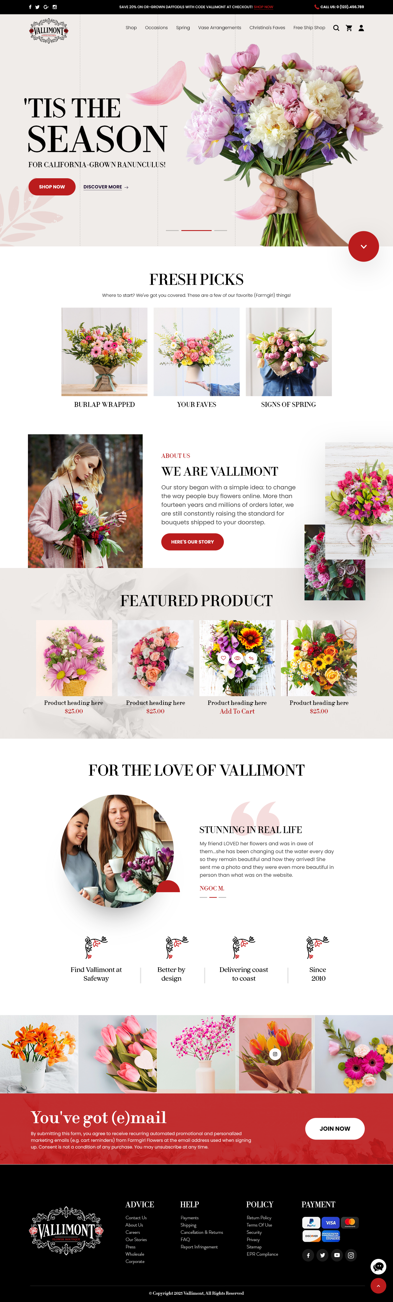 Web-Design von NZ Creatives für Vallimont Flower Boutique  | Design #34894762