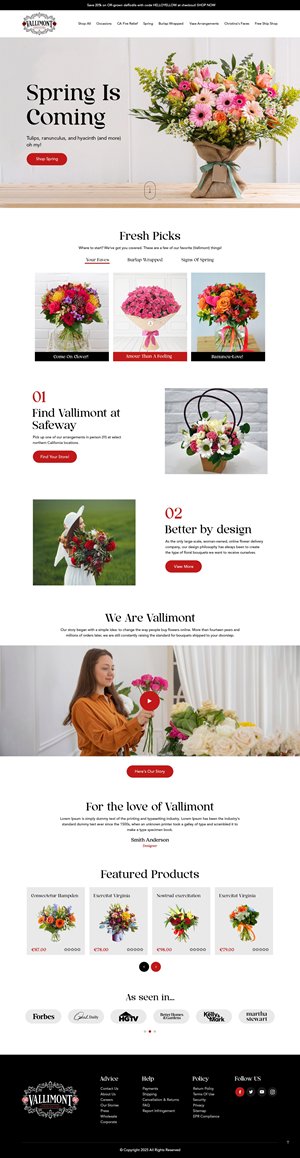 Web Design par NZ Creatives pour Vallimont Flower Boutique  | Design : #34894763