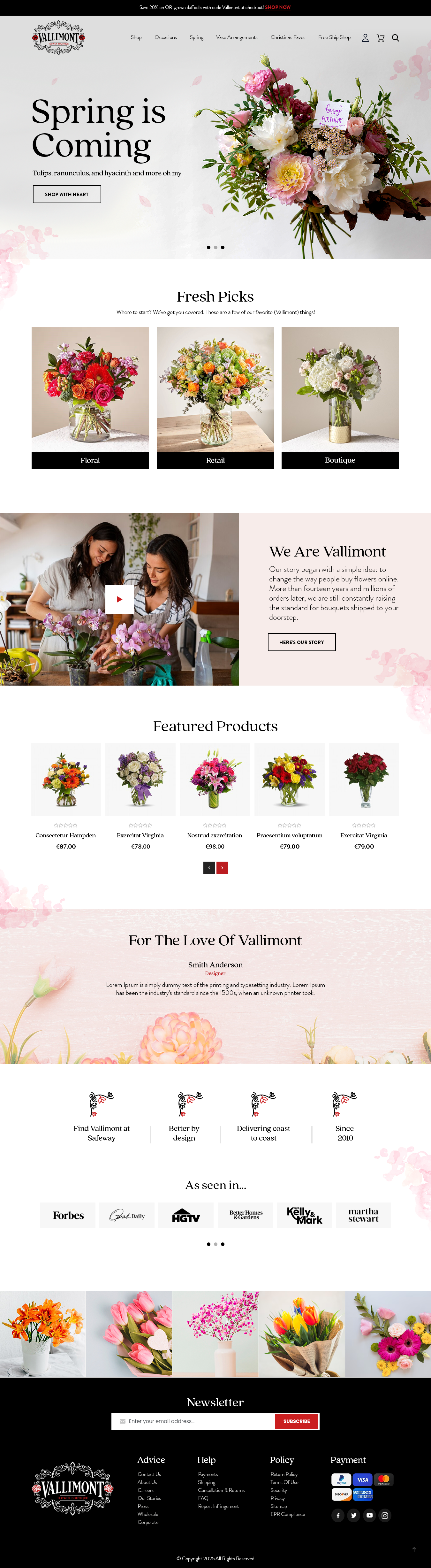 Web Design par NZ Creatives pour Vallimont Flower Boutique  | Design #34894764