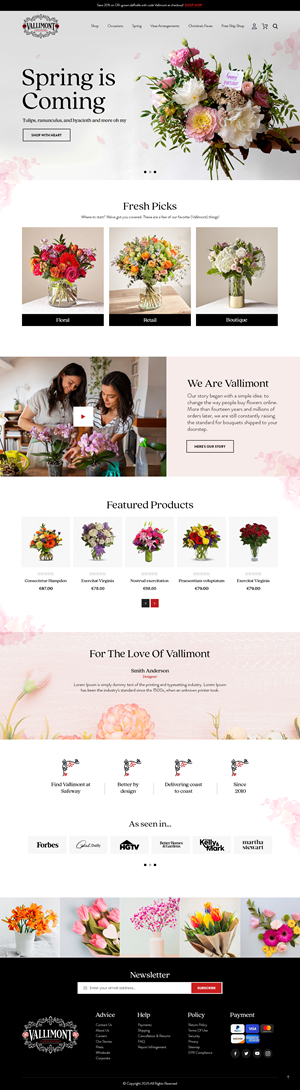 Web Design par NZ Creatives pour Vallimont Flower Boutique  | Design : #34894764