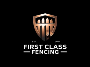 First Class Fencing – Modern Bronze &amp; Black Logo Design for Security &amp; Durability