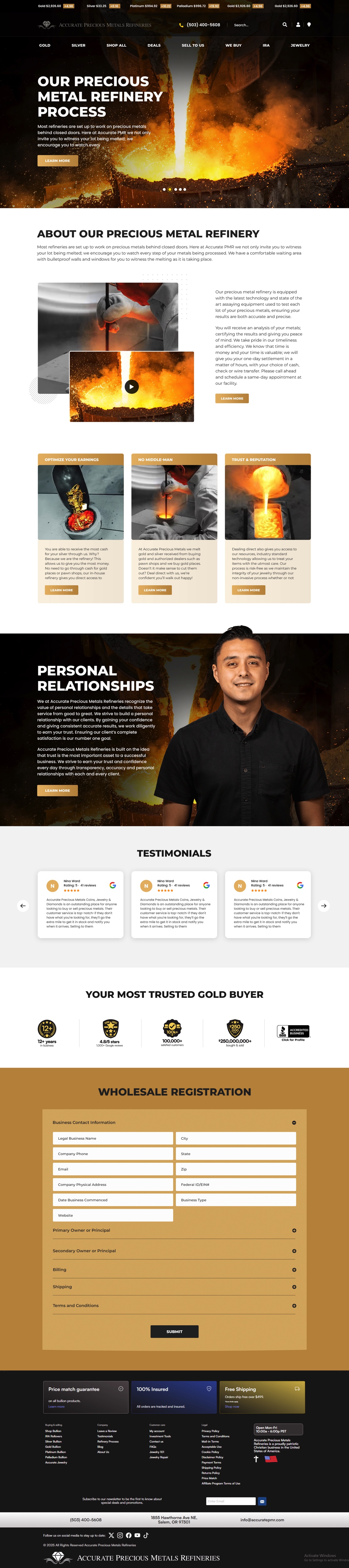 Diseño Web por pb para Accurate Precous Metals Refineries | Diseño #34918767