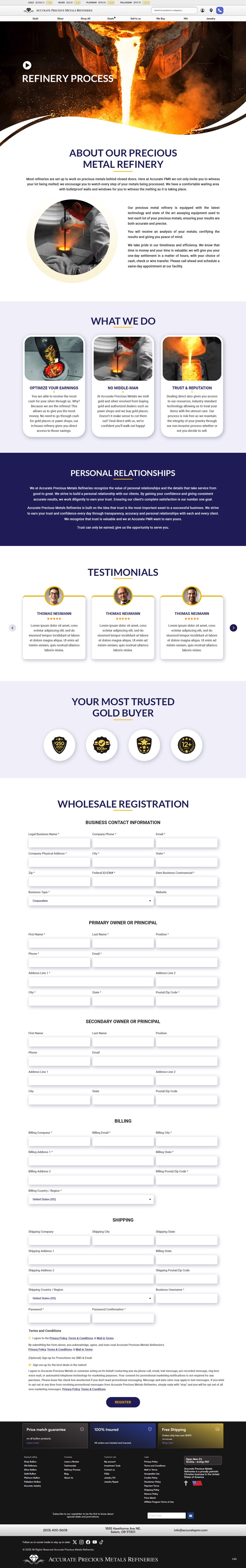 Diseño Web por pb para Accurate Precous Metals Refineries | Diseño #34926146