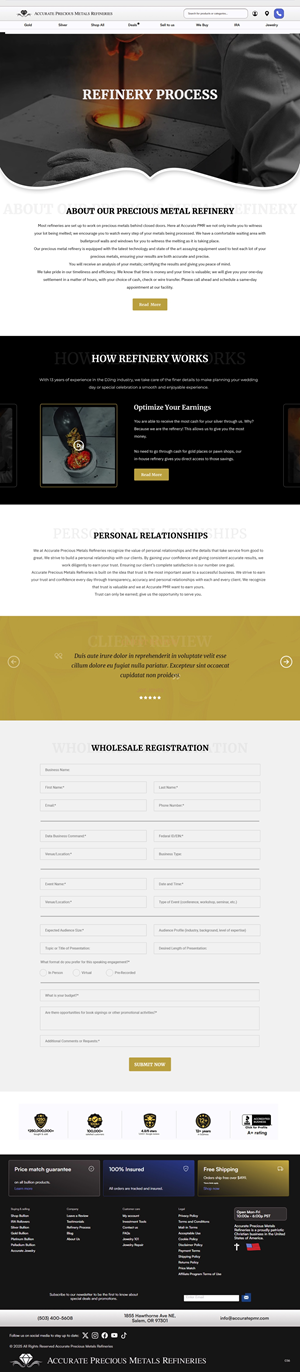 Diseño Web por pb para Accurate Precous Metals Refineries | Diseño: #34926147