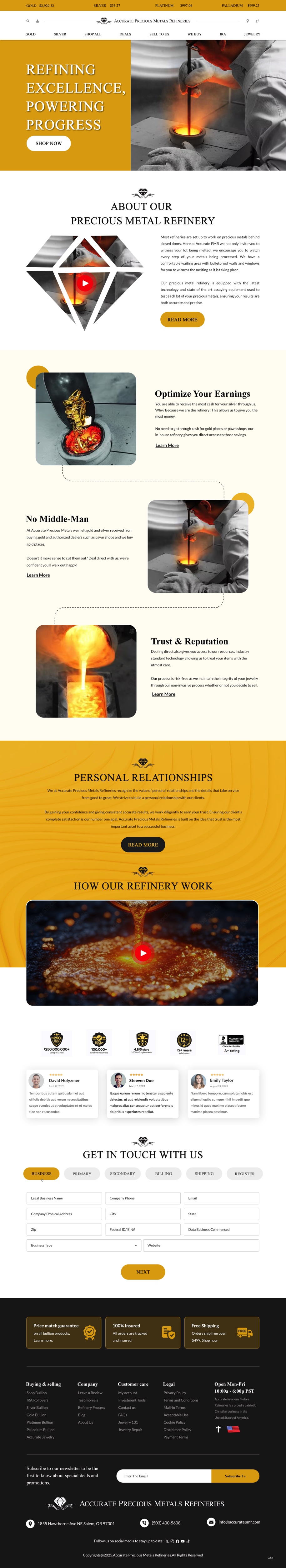 Web Design by pb for Accurate Precous Metals Refineries | Design #34926148