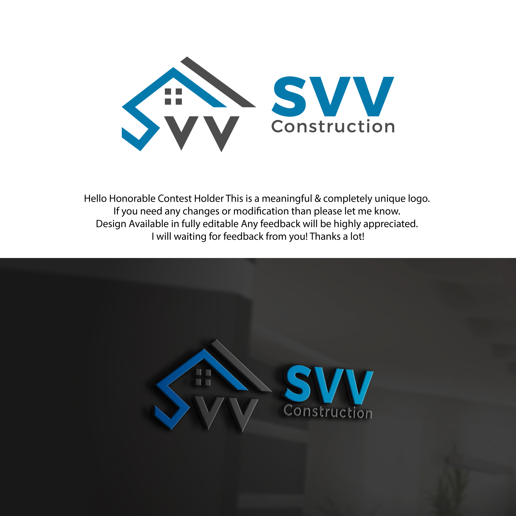 Diseño de Logo por Designerrasedul para SVV Construction  | Diseño #34983797