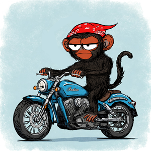 Grumpy Monkey riding Motorcycle