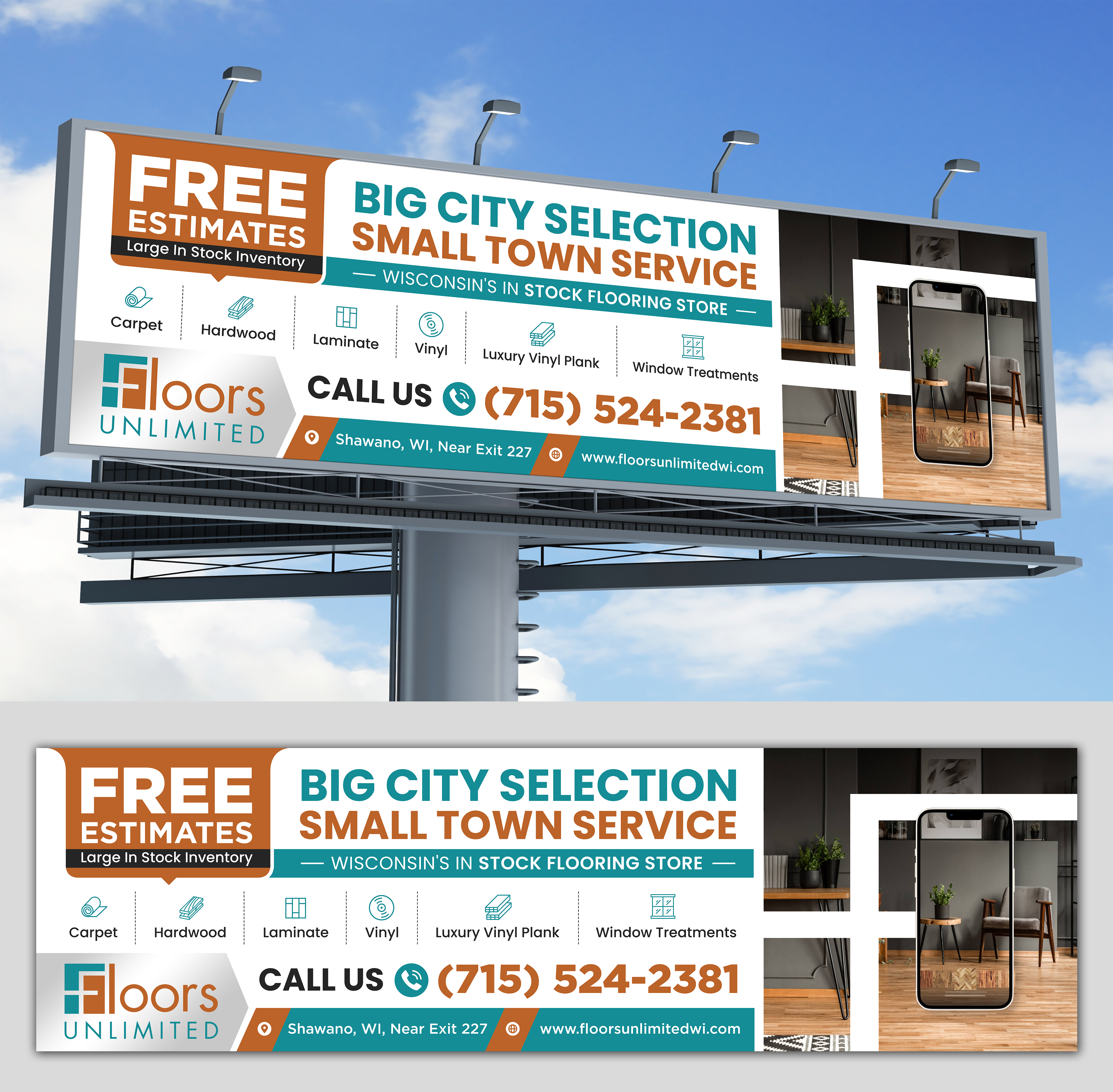 Werbetafel-Design von SAI DESIGNS für Floors Unlimited | Design #35013158