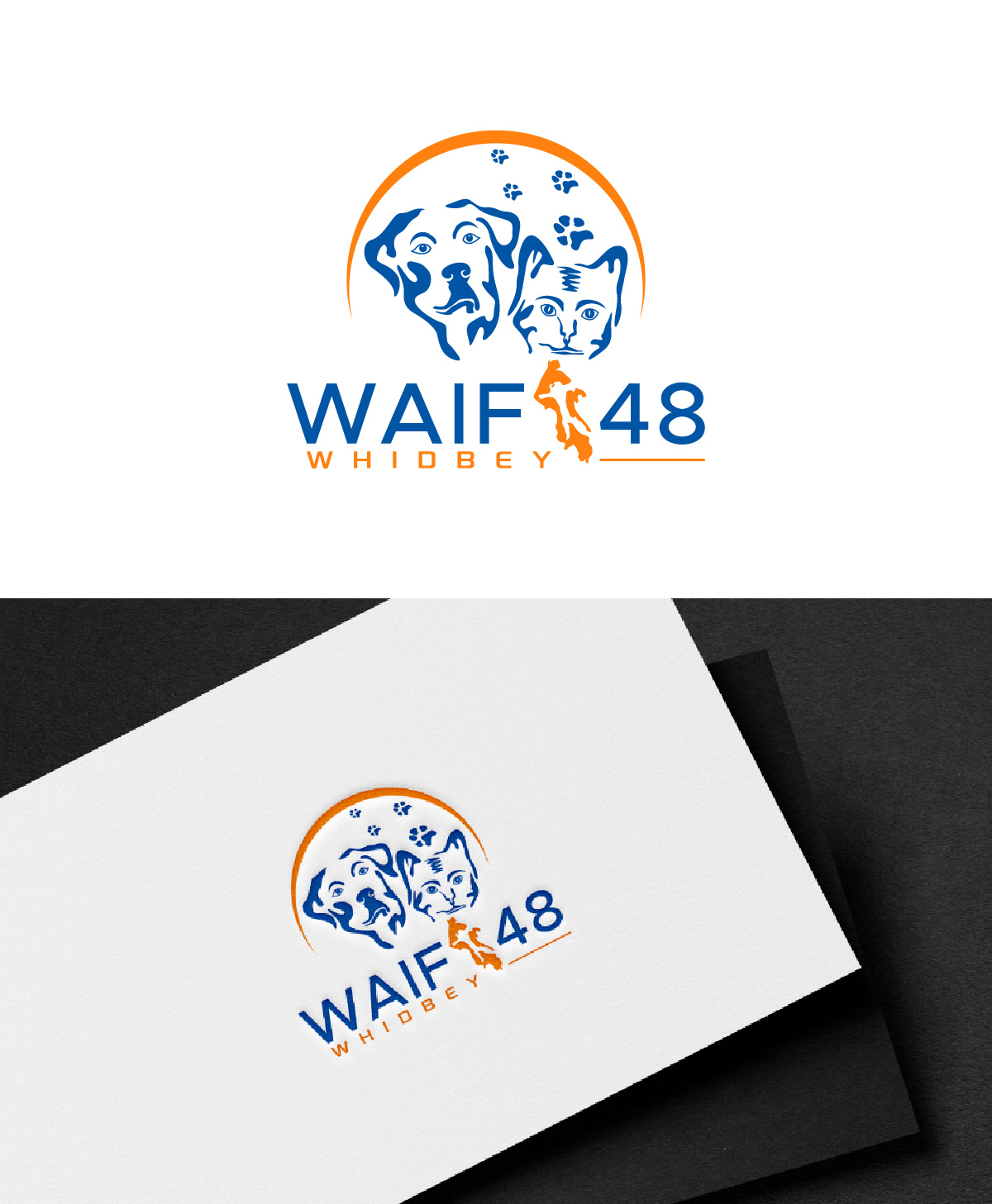 Logo-Design von fly  design für Whidbey Animals' Improvement Foundation (WAIF) | Design #35015150