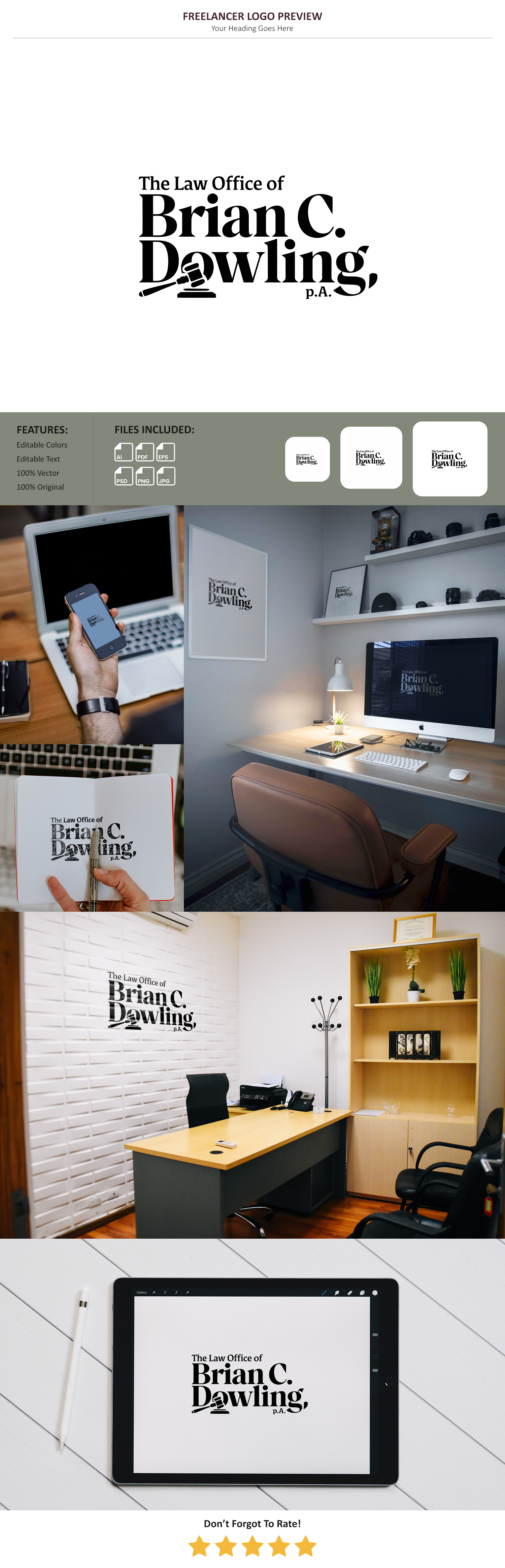 Logo Design by VectorForge for The Law Office of Brian C. Dowling, P.A. | Design #35022155
