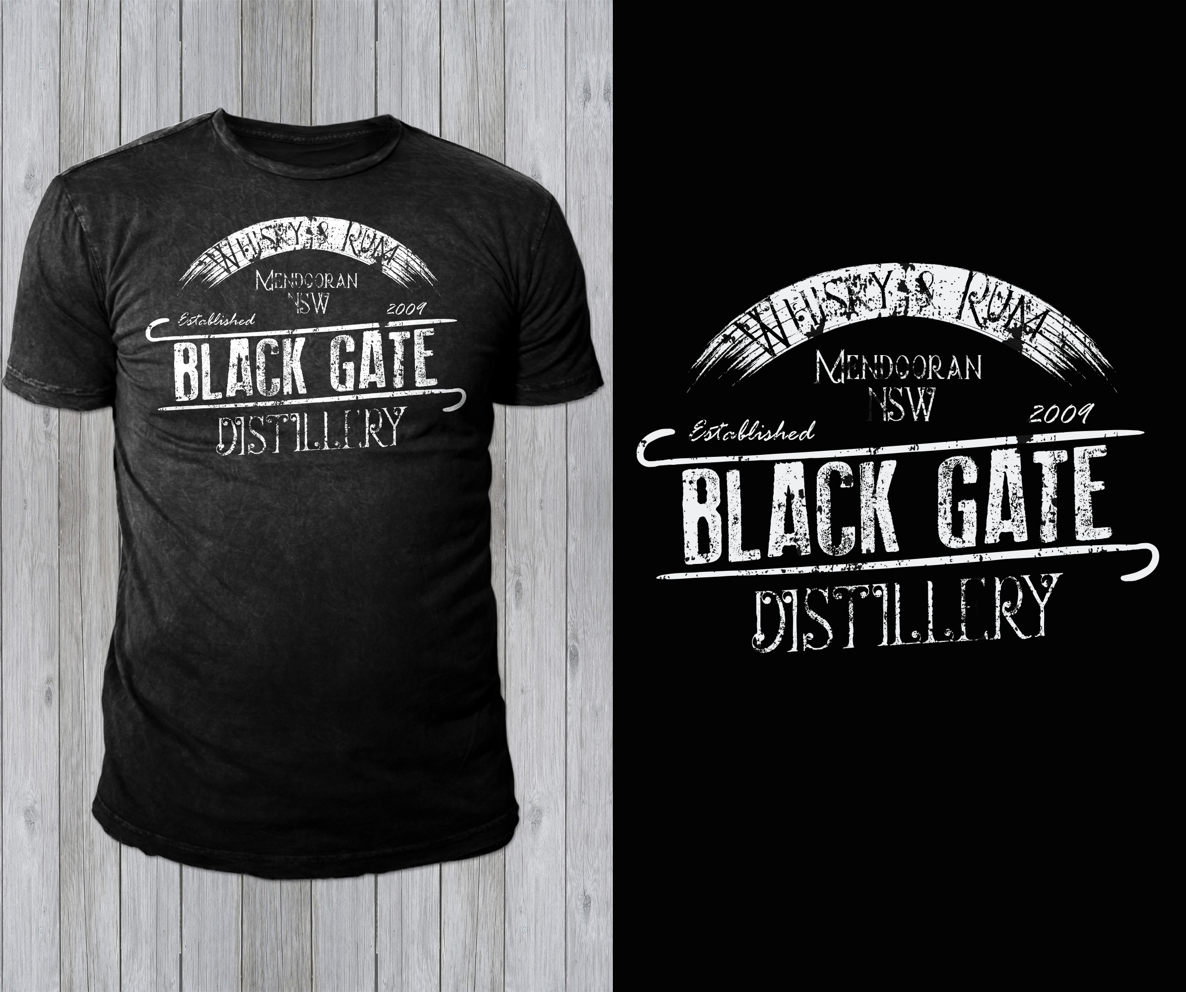 T-shirt Design by Teespixels for Black Gate Distillery | Design #35034192