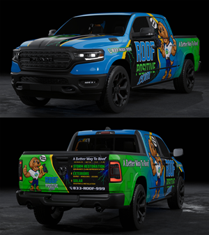 Roofing company franchise truck wrap design