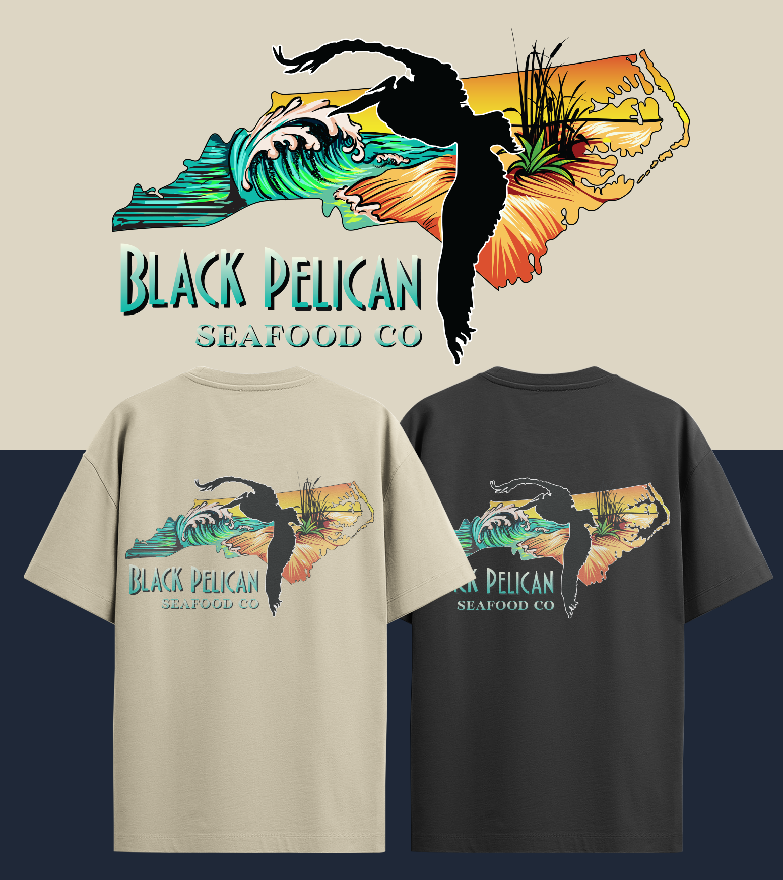 T-shirt Design by Baraka Joe for Black Pelican Seafood Company | Design #35138520