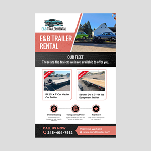 E&amp;B Trailer Rental promo Flyer 5.5x8.5" Flyer